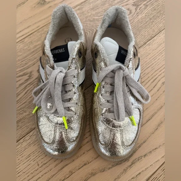 NEW GOLD VERBENAS SUEDE LEATHER SNEAKER 37 Spain European - Picture 2 of 5